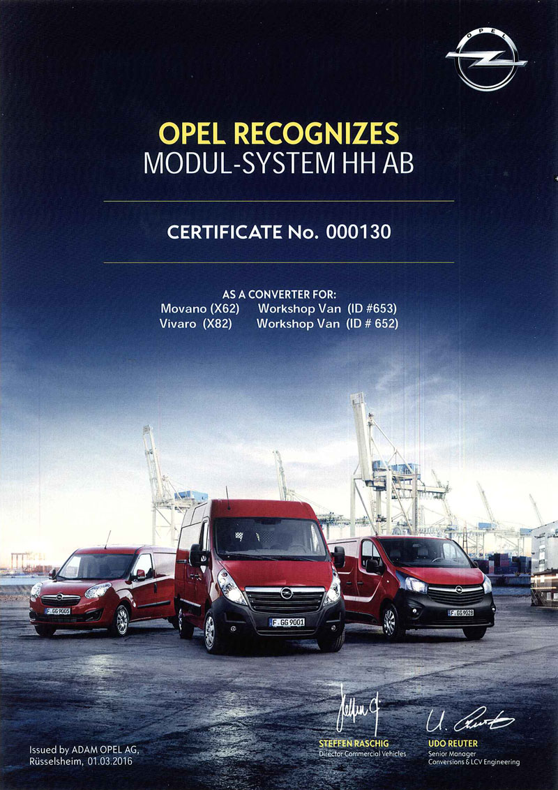 Modul-System:lle Opel sertifikaatti